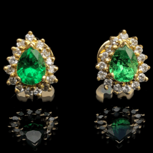 Tsavorites & Diamond 18 Karat Yellow Gold Stud Earrings