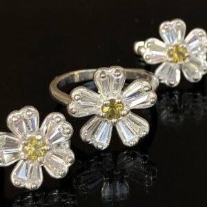 Yellow Garnets & Zircon Chamomile Earrings